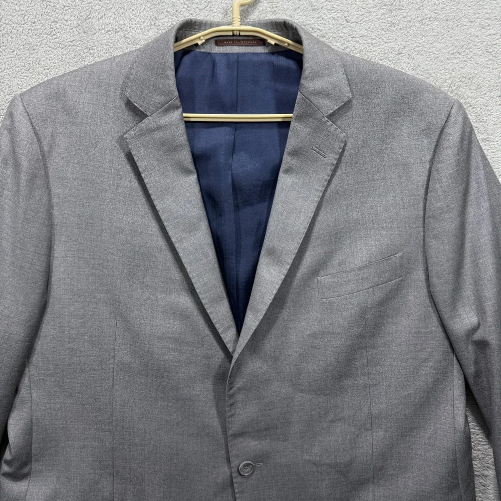 J.Hilburn Blazer Mens 47L Gray Wool Sport Coat Vitale Barberis Canonico Italy